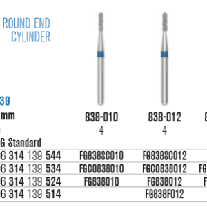 SS White Cilinder- lekerekített végű gyémántfúró (838)