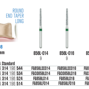 SS White Kúp- hosszú, lekerekített végű gyémántfúró (856L)
