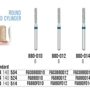 SS White Cilinder- lekerekített végű gyémántfúró (880)