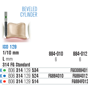 SS White Cilinder- hegyes végű gyémántfúró (884)