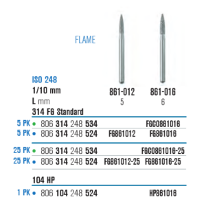SS White Láng alakú gyémántfúró (861)